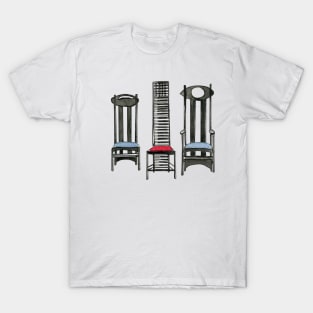 Argyle Chair- Hill House Chair And Argyle Carved Chair By Charles Rennie Mackintosh. T-Shirt